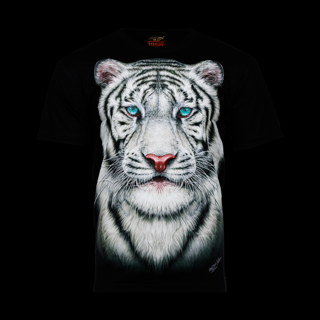 T-Shirt - weisser Tiger Kopf