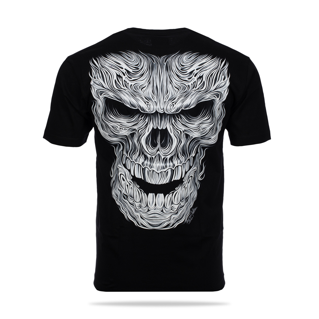 T-Shirt - weisser Totenkopf mit Piercing