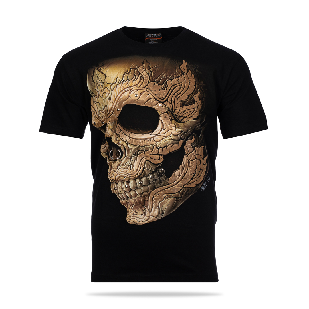 T-Shirt - Totenkopf mit Piercing und Zahnnieten