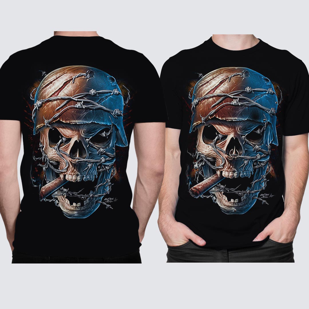 T-Shirt - Totenkopf mit Stahlhelm