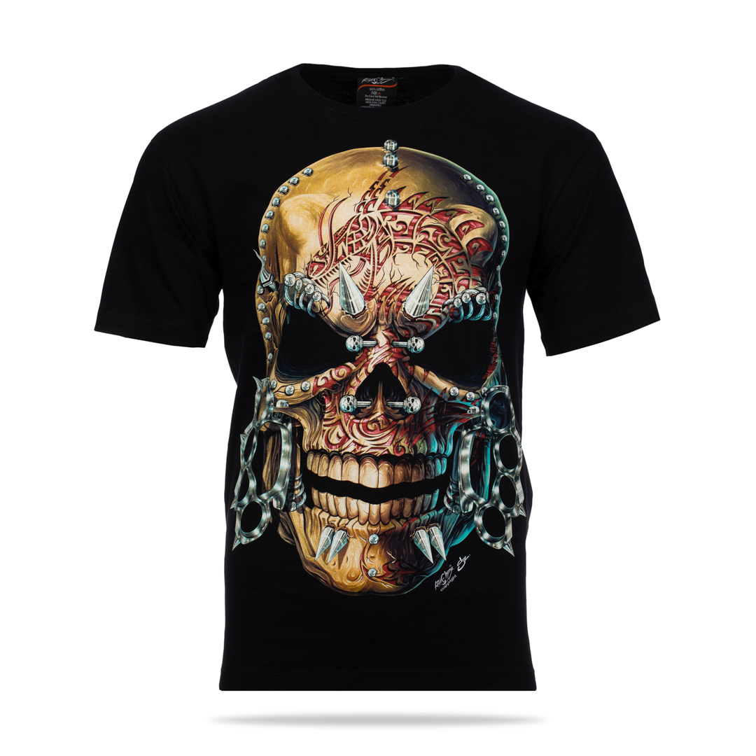 T-Shirt - Totenkopf mit Schlagringen