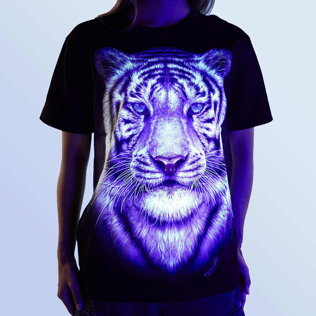 T-Shirt - weisser Tiger Kopf