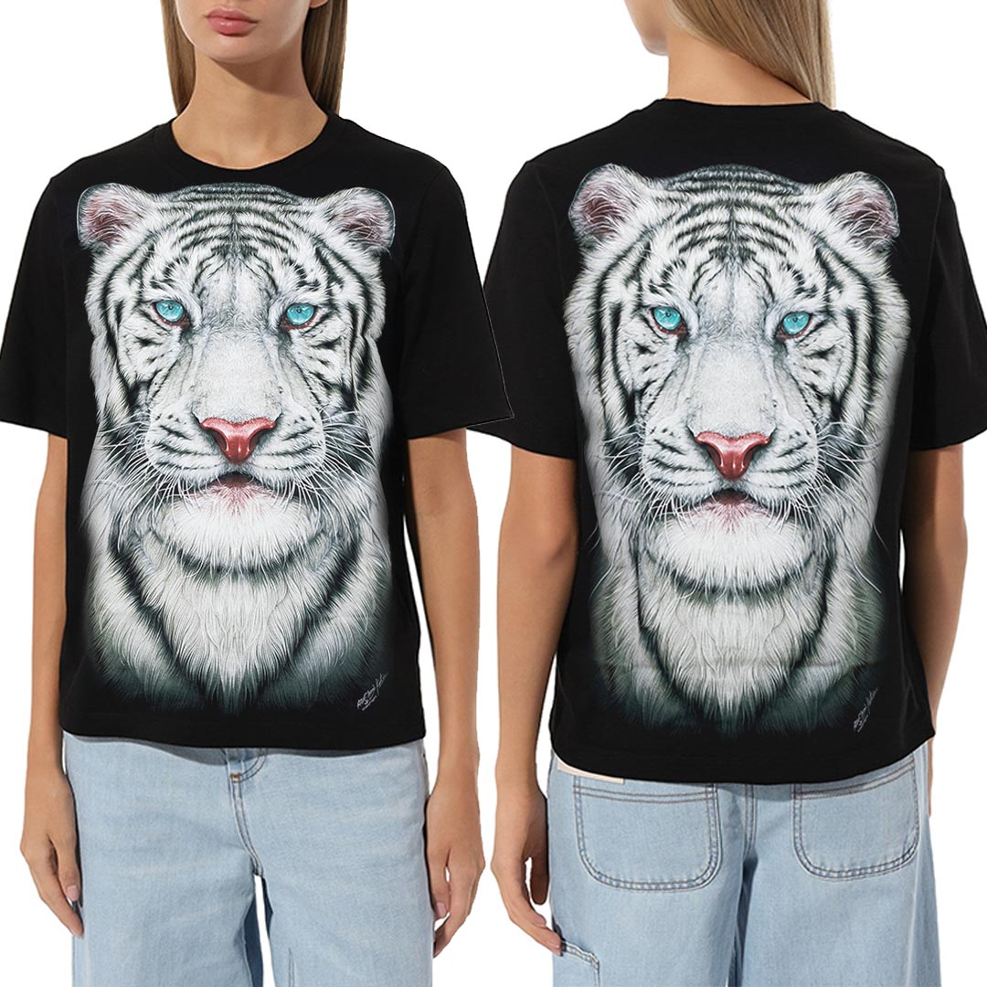 T-Shirt - weisser Tiger Kopf
